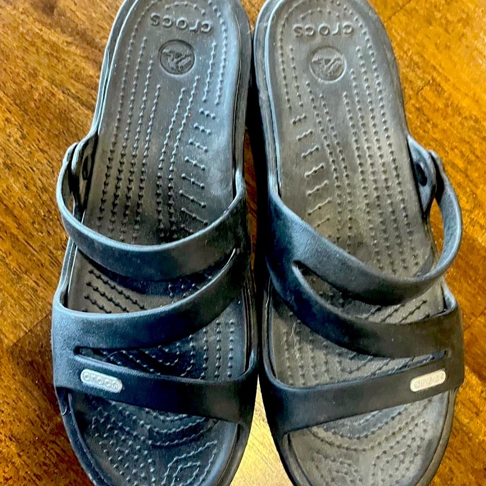 Black Crocs Strappy Sandals